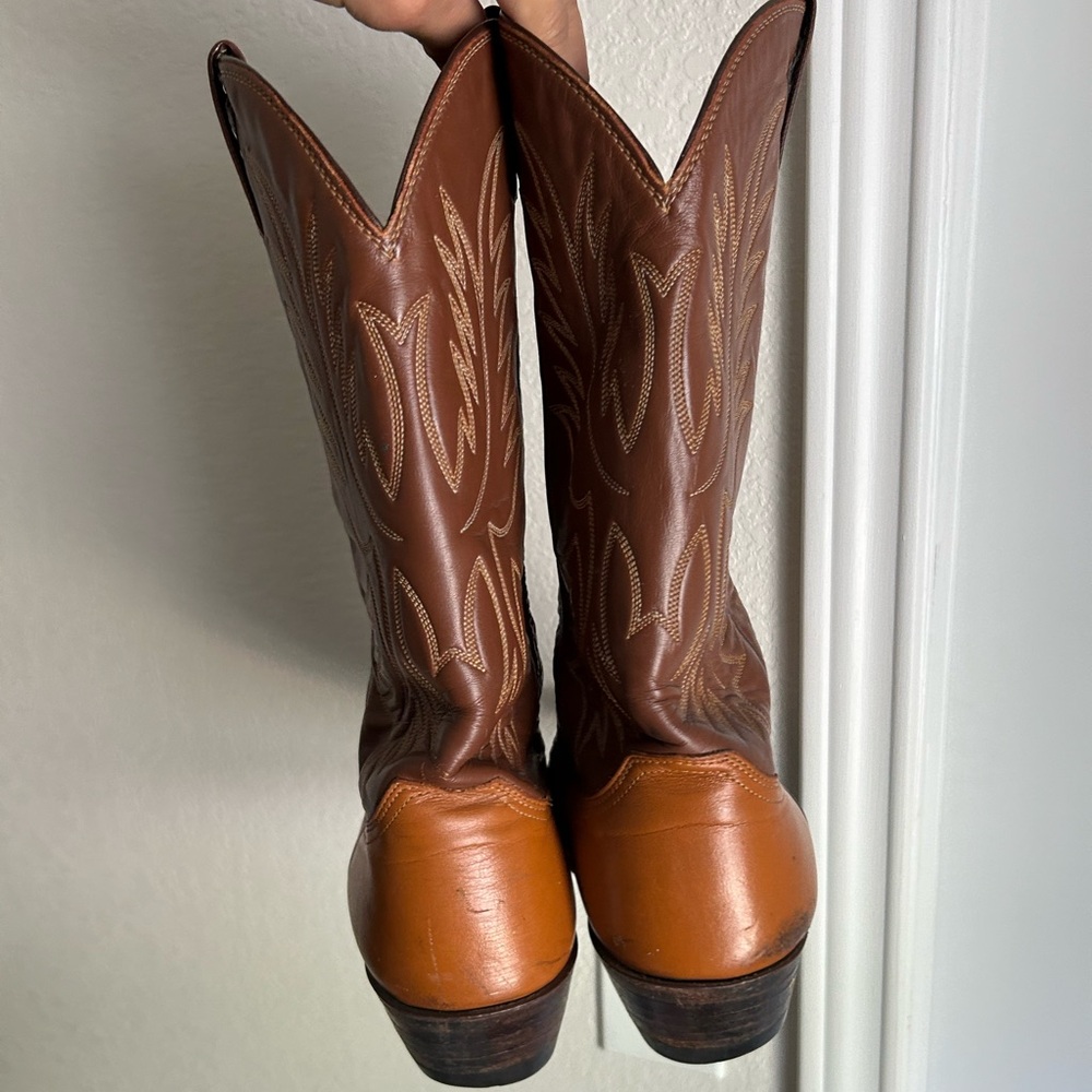 Vintage Justin Boots Brown Sz 10 D Cowboy Western Made In USA Style 1936 - Picture 5 of 7